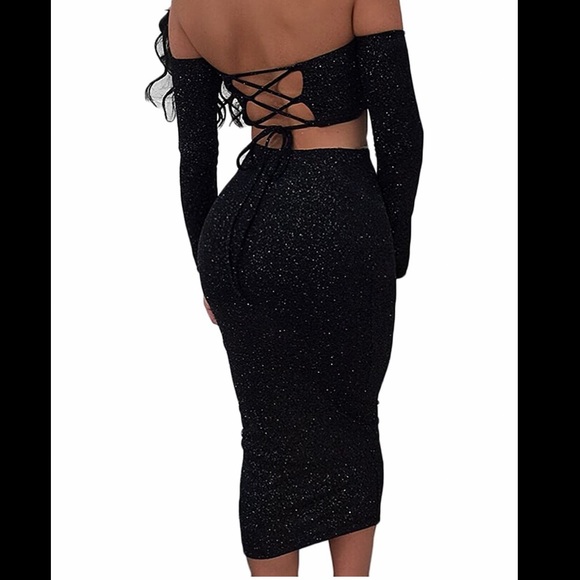 Sexy Sparkly Body Con 2pc - Picture 2 of 3